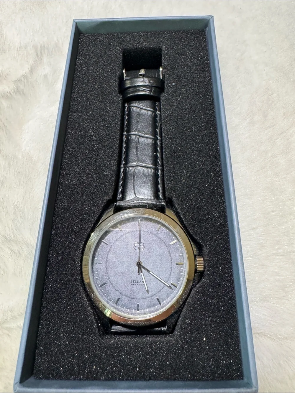 Bellany Silver Dial Leather Strap Watch